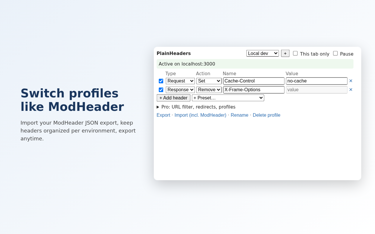 PlainHeaders screenshot 3