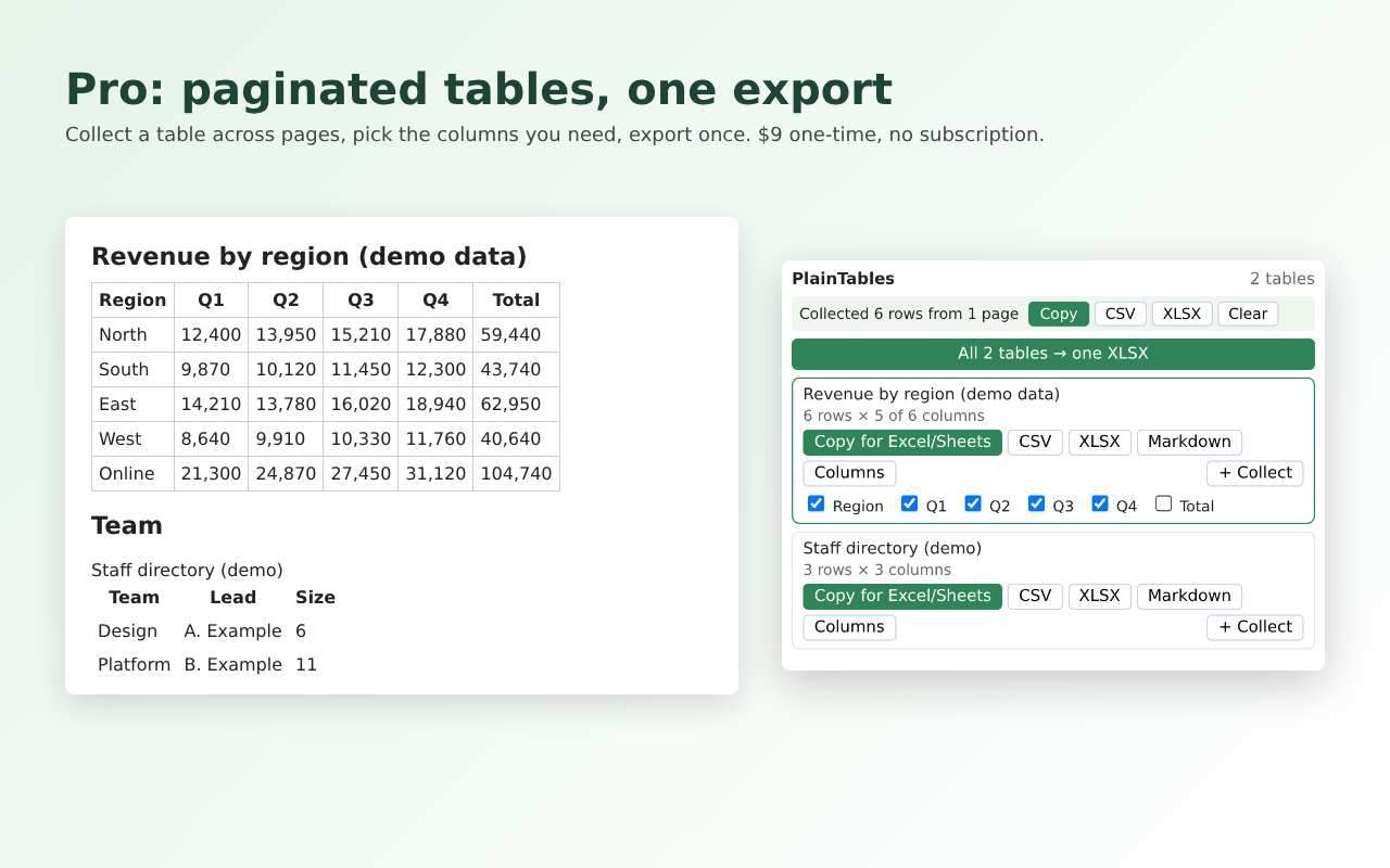 PlainTables screenshot 4